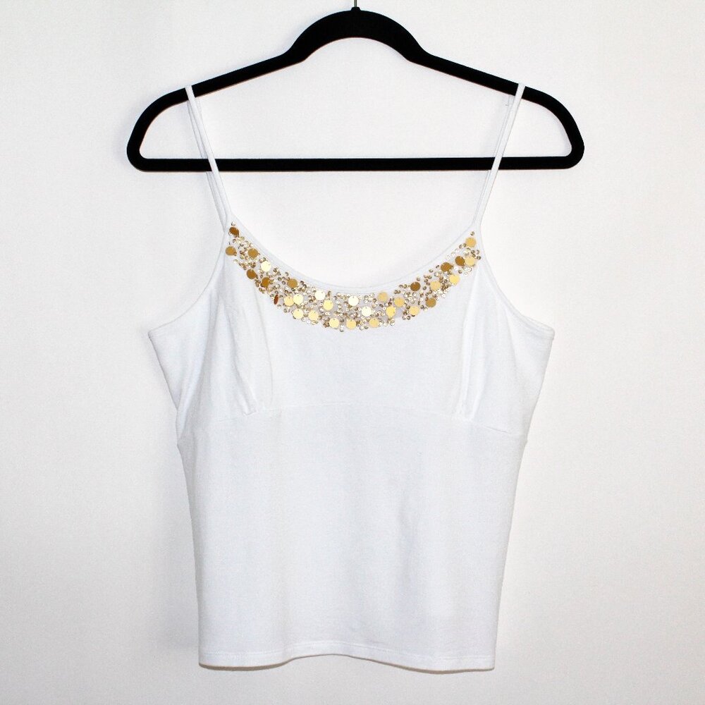 Thalia Sodi Gold Sequin Embellished Camisole Tank Top